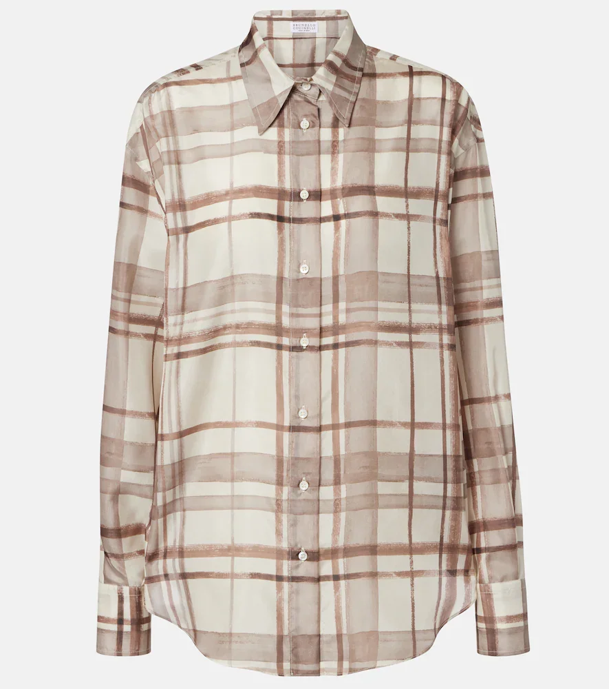 Camisa de seda a cuadros