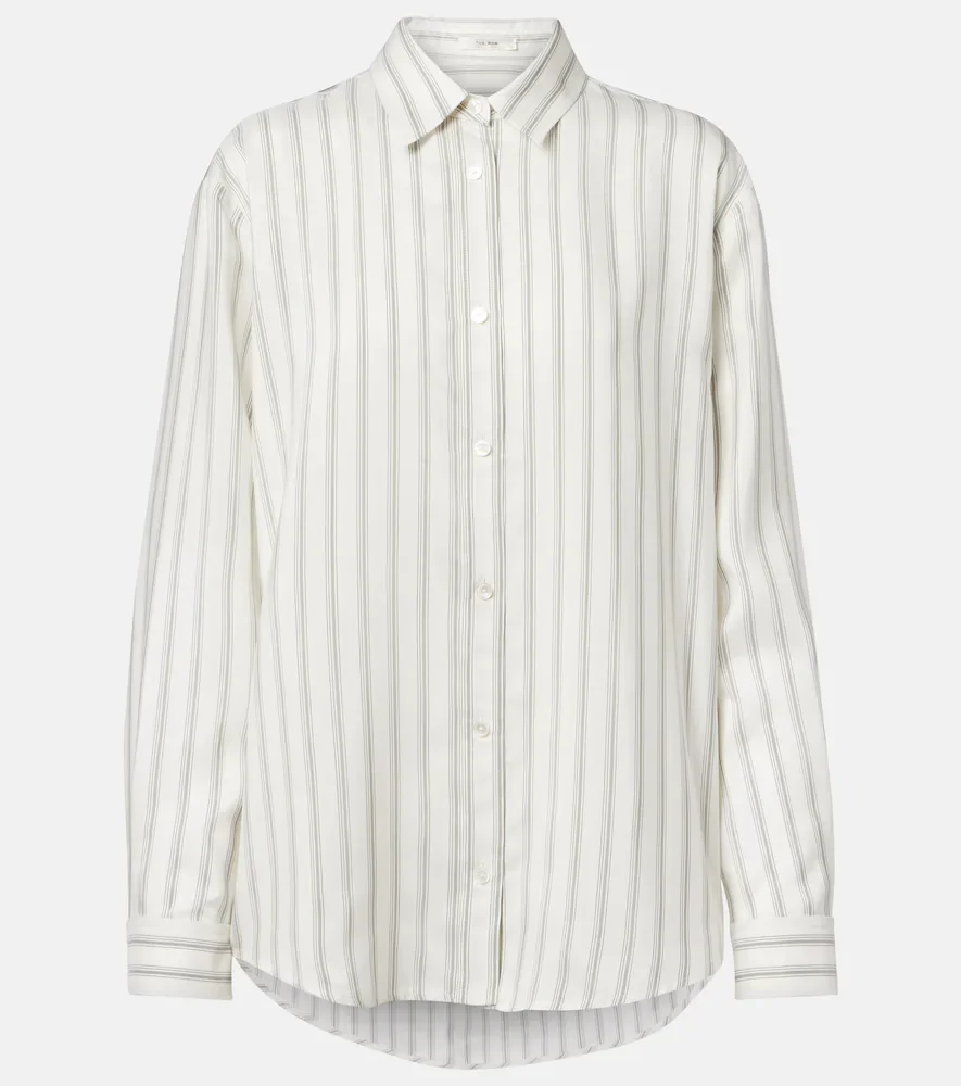 Camisa Eirlys de popelín de seda a rayas