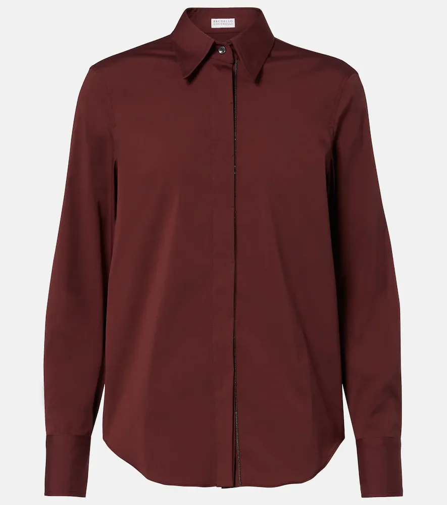 Camisa en mezcla de algodón con cuentas Monili