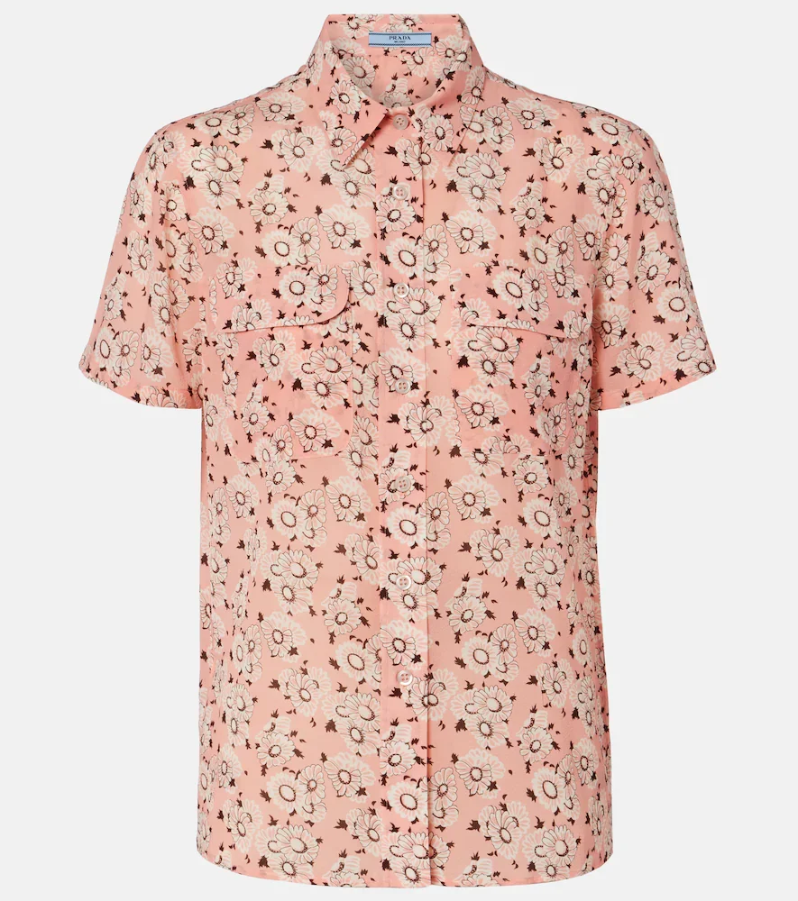 Camisa en mezcla de seda floral
