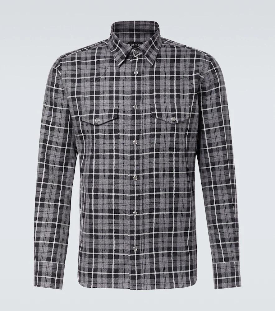 Camisa Western de sarga de algodón
