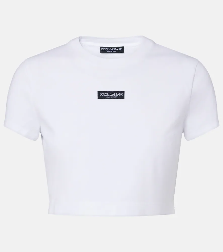 Camiseta cropped en mezcla de algodón con logo