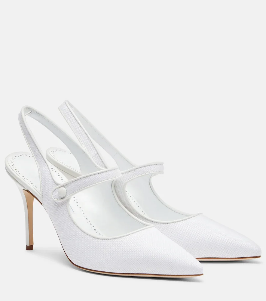 Camparisli 90 raffia slingback pumps