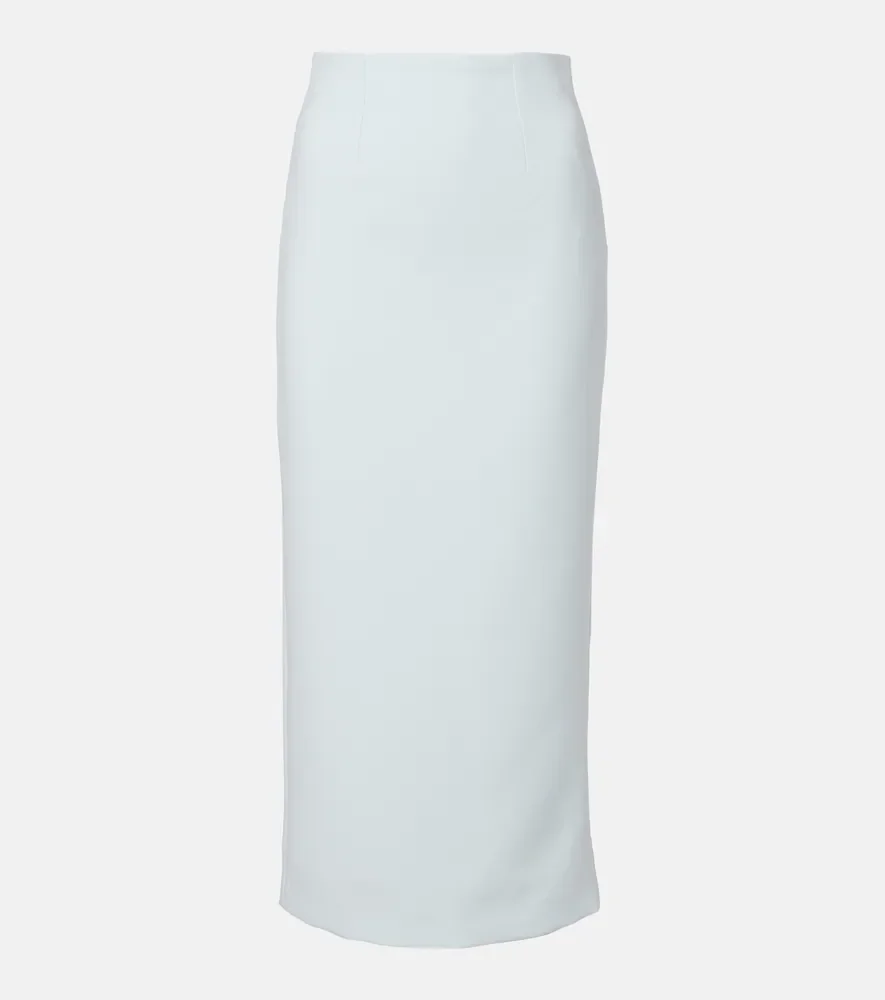 Caped satin crepe midi skirt