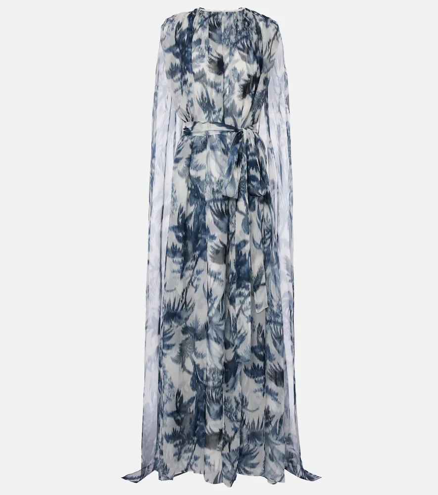 Caped silk gown