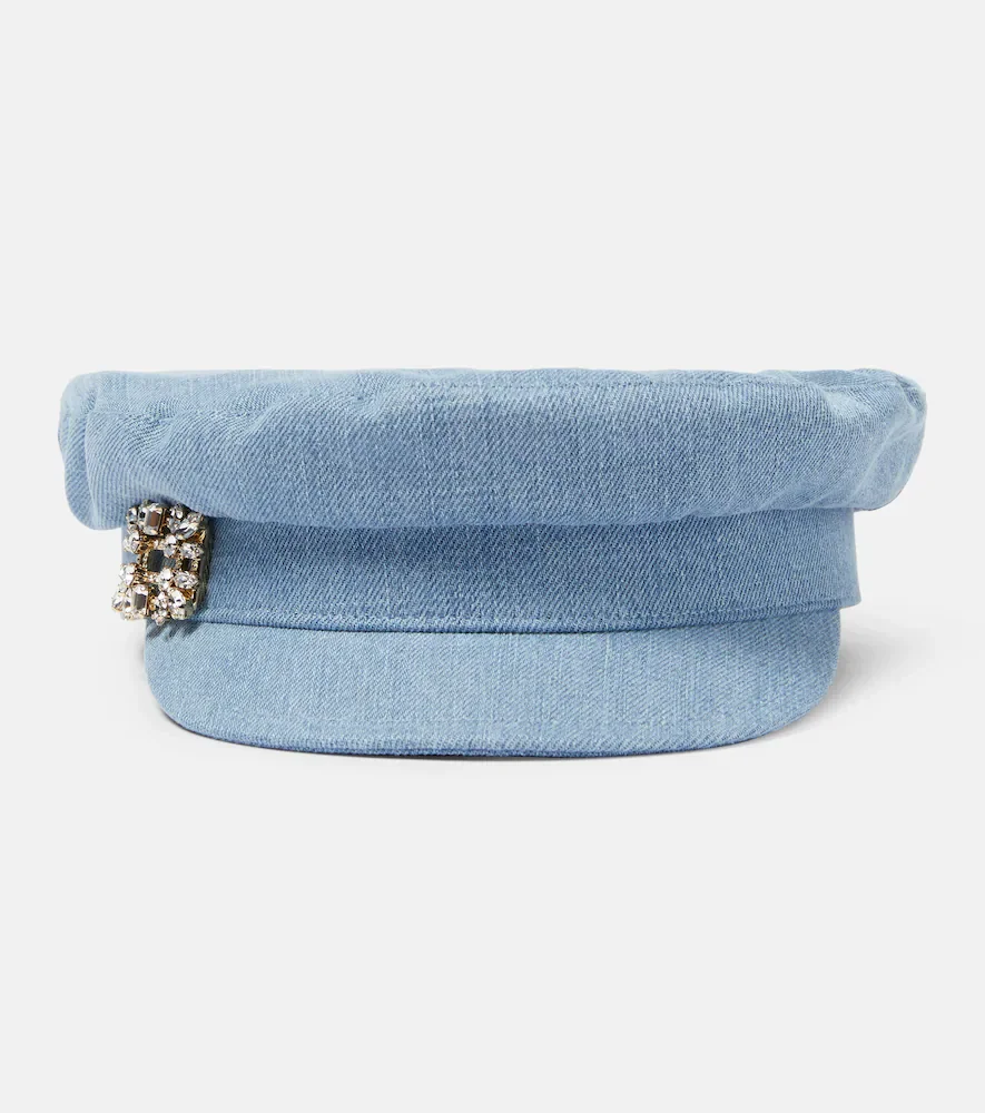 Casquette plate Broche Vivier en denim