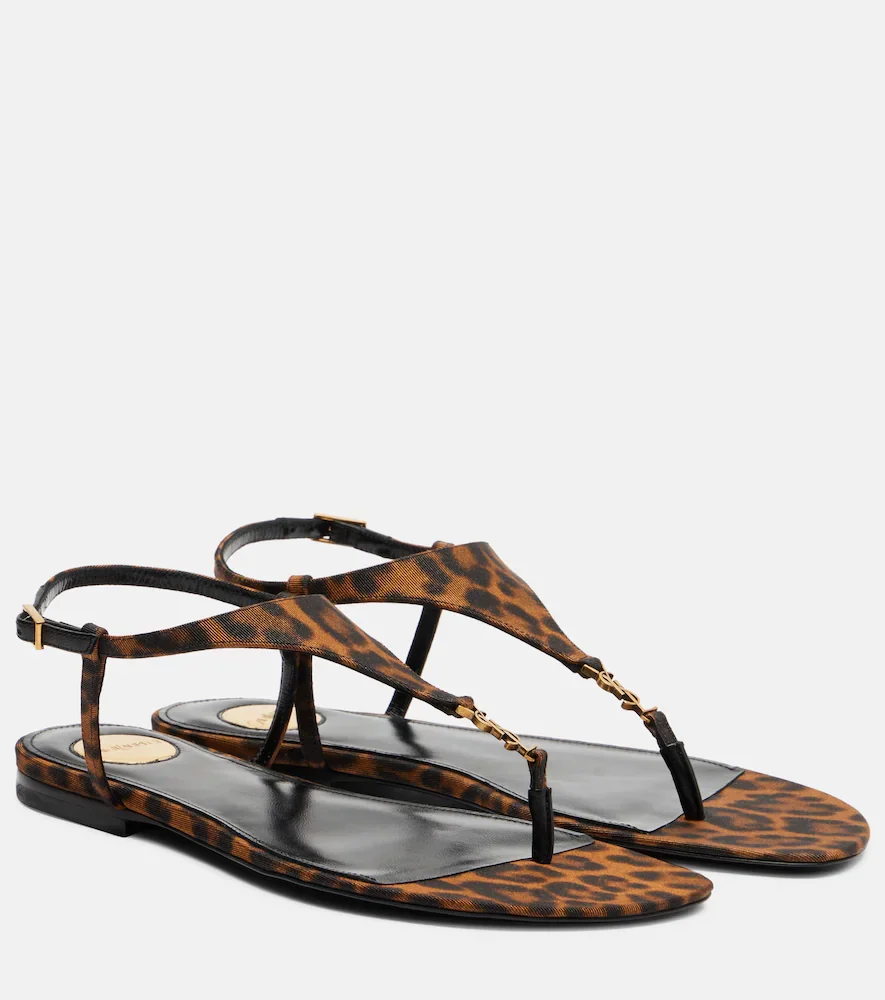 Cassandra leopard-print grosgrain sandals
