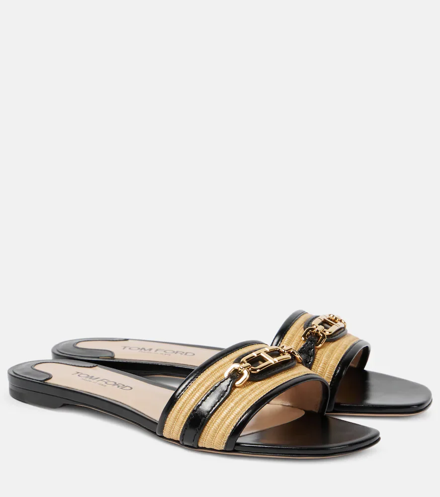 Chanclas Whitney de piel y rafia