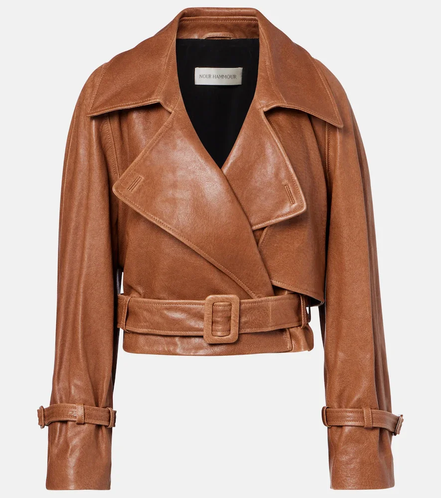 Chaqueta biker Hatti de piel cropped