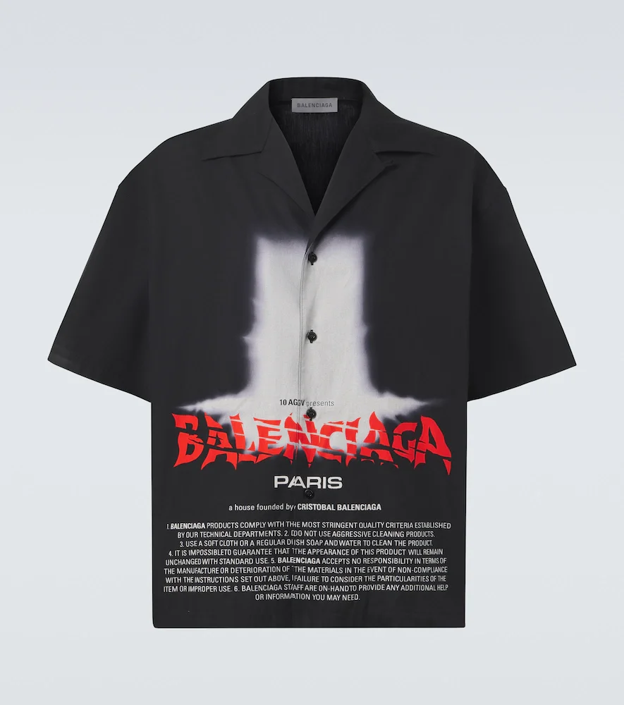Chemise de bowling en coton à imprimé
