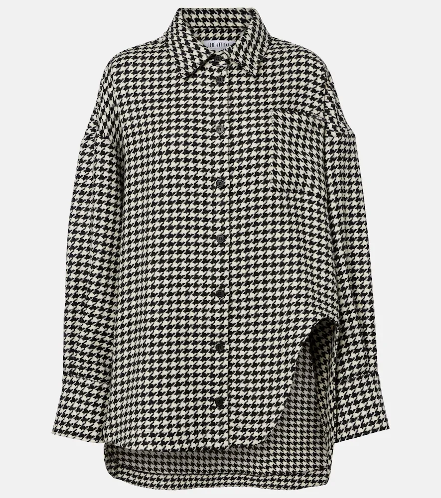 Chemise en laine vierge à motif pied-de-poule