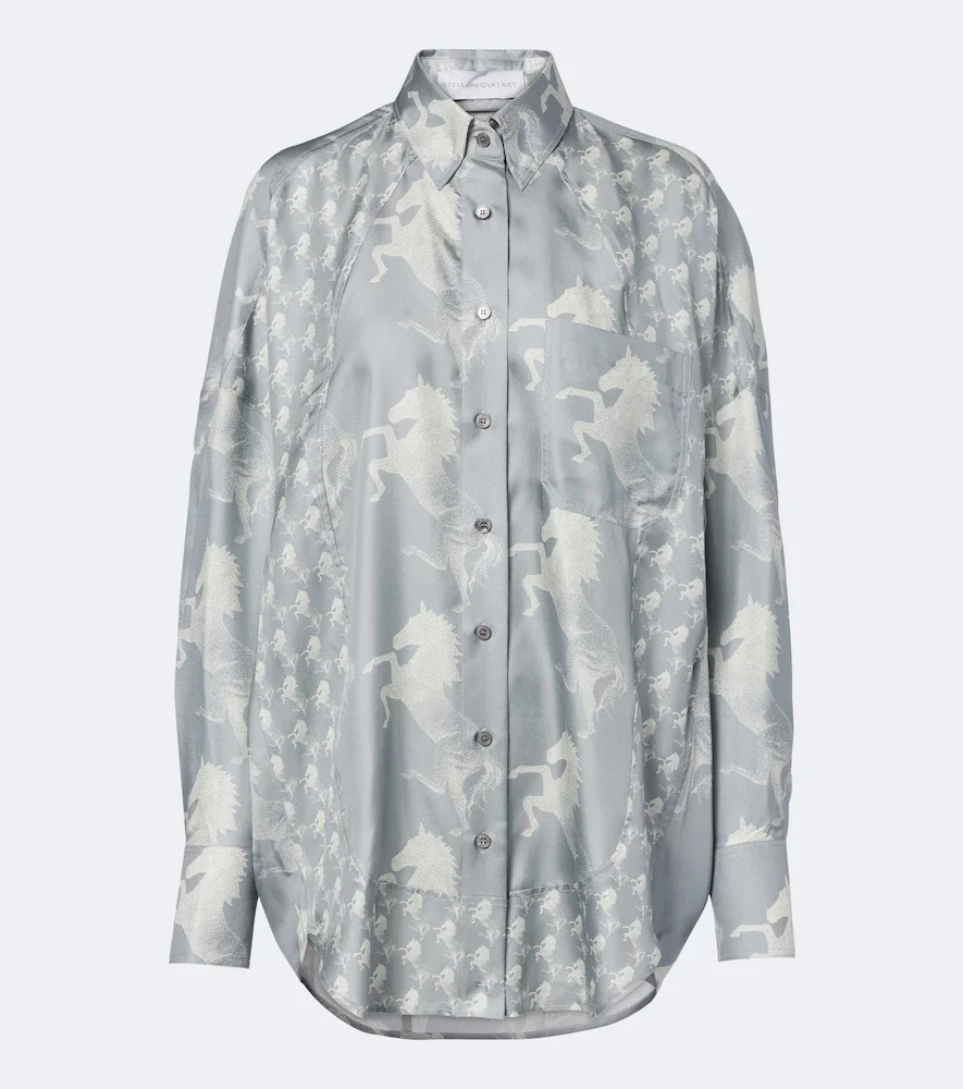 Chemise en satin de soie à imprimé
