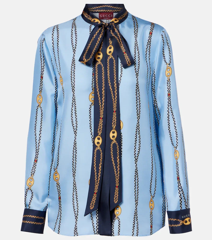 Chemise en sergé de soie imprimée