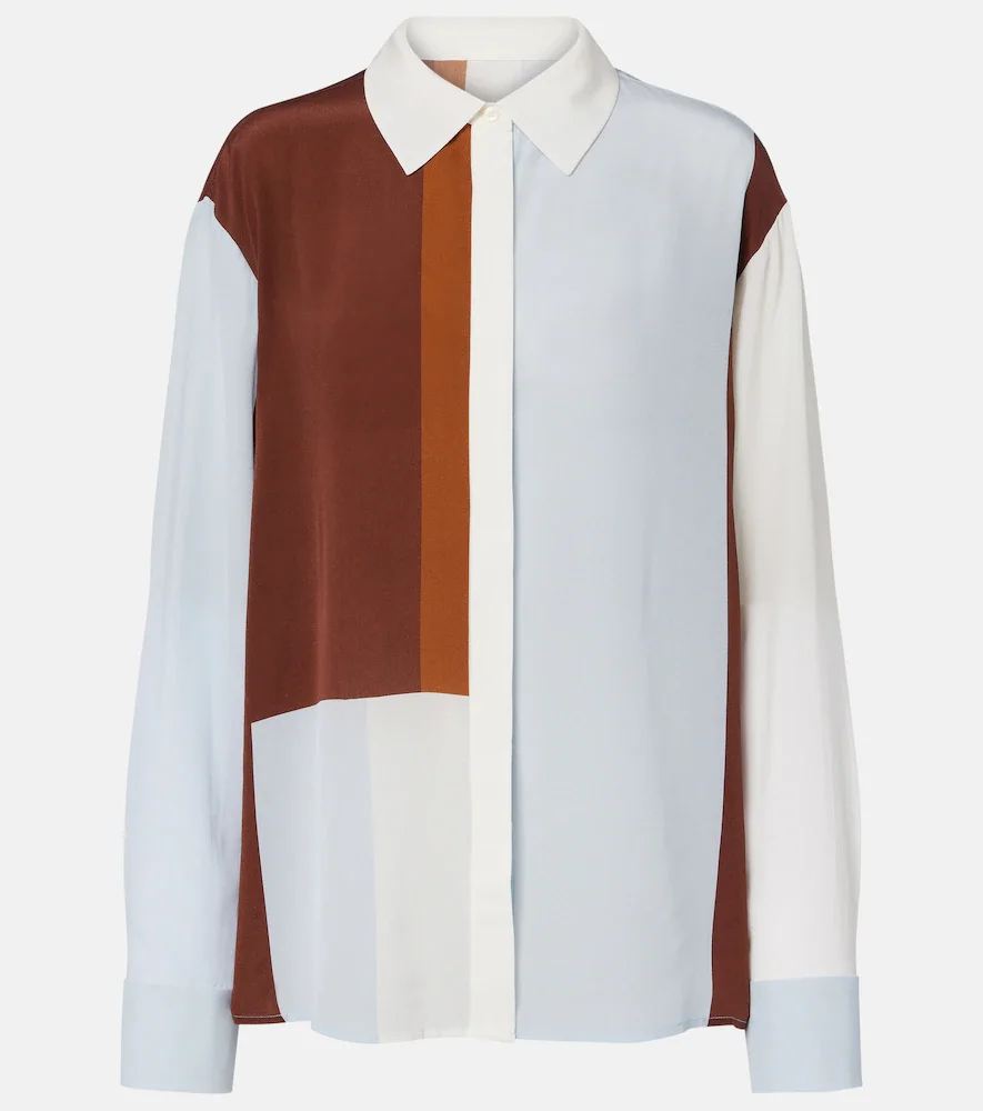 Chemise Marais en soie colorblock