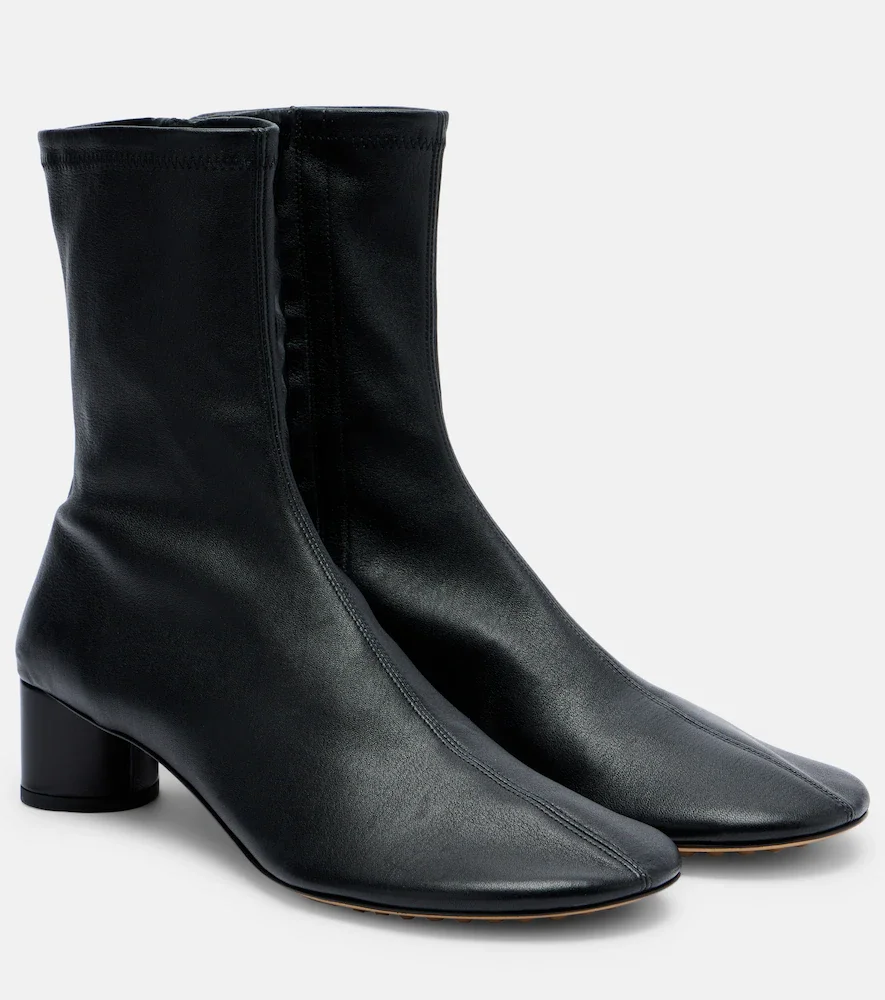 Cherry leather ankle boots