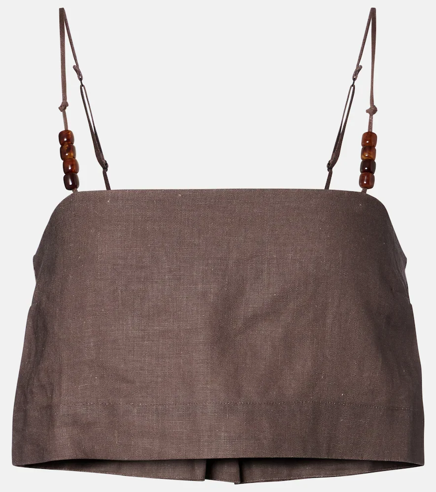 Chianti beaded linen crop top