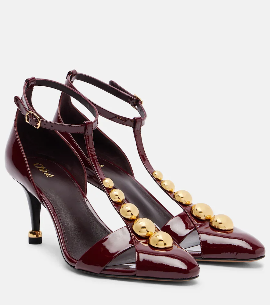 Chloà Cleia 70 studded patent leather pumps