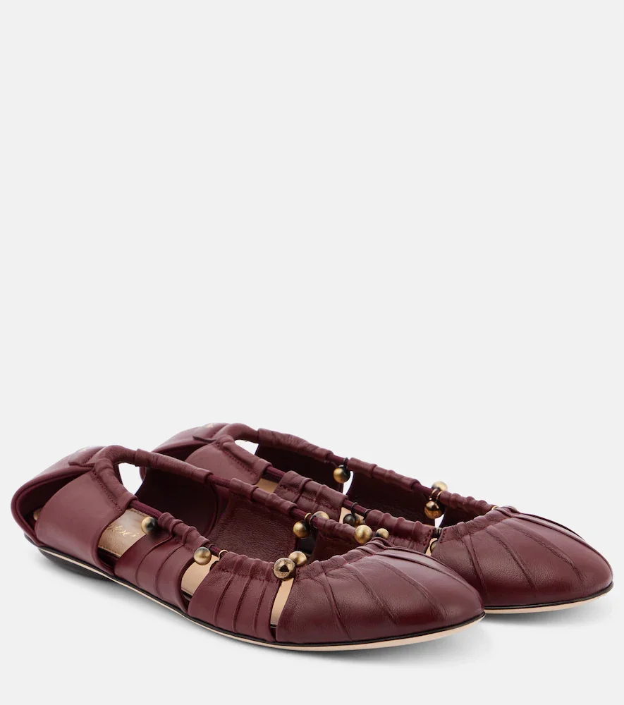 Chloà Luna cutout leather ballet flats