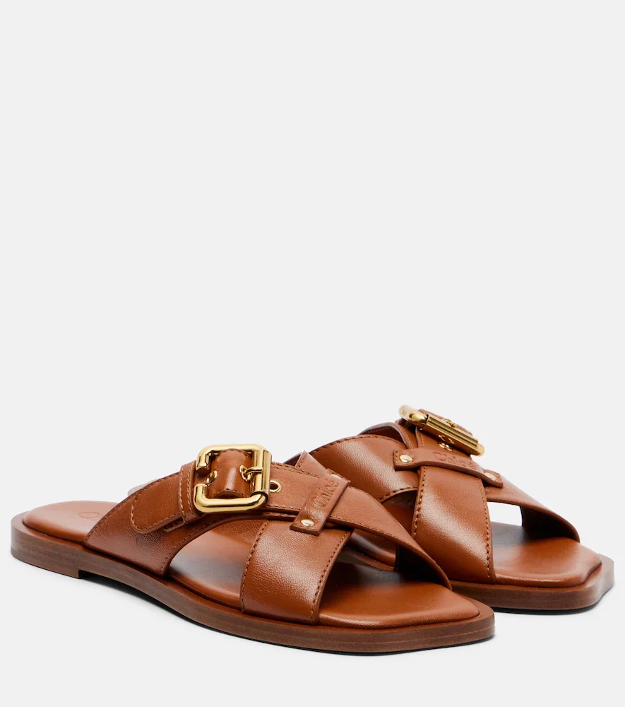 Chloà Nil leather slides