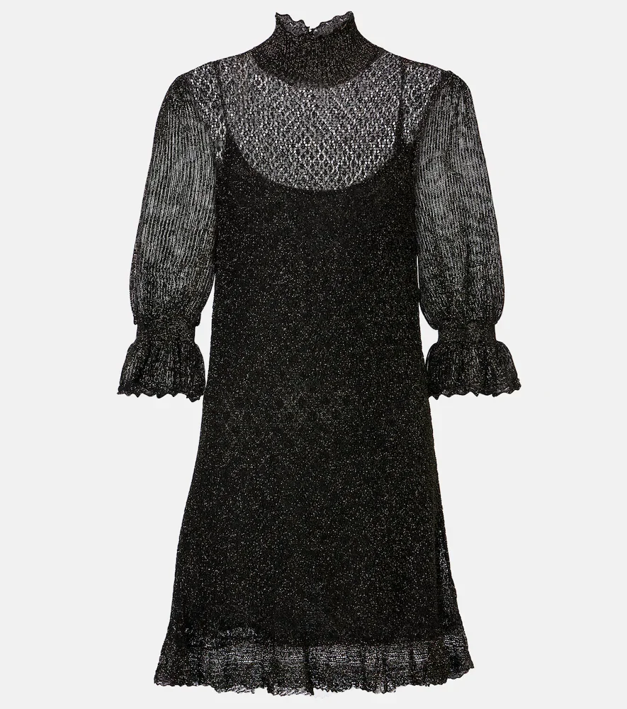 Chloà Ruffled lamà minidress