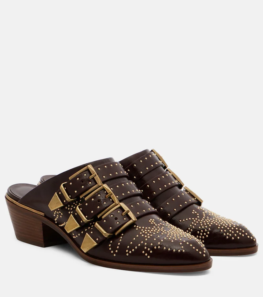 Chloà Susan studded leather mules