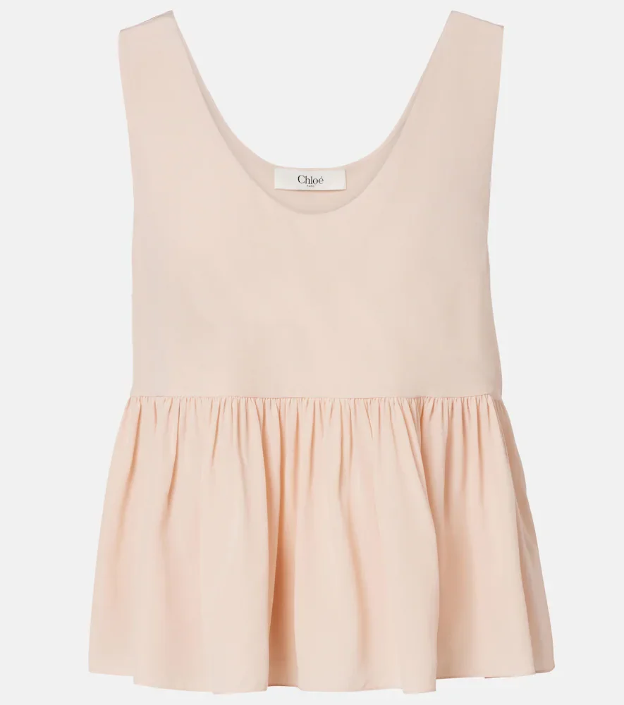 Chloé Top de crepé de china de seda con péplum