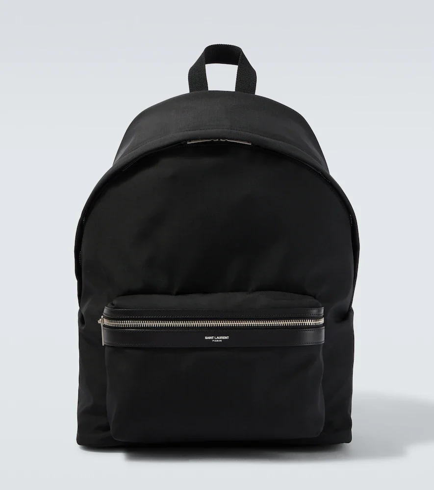City leather-trimmed canvas backpack