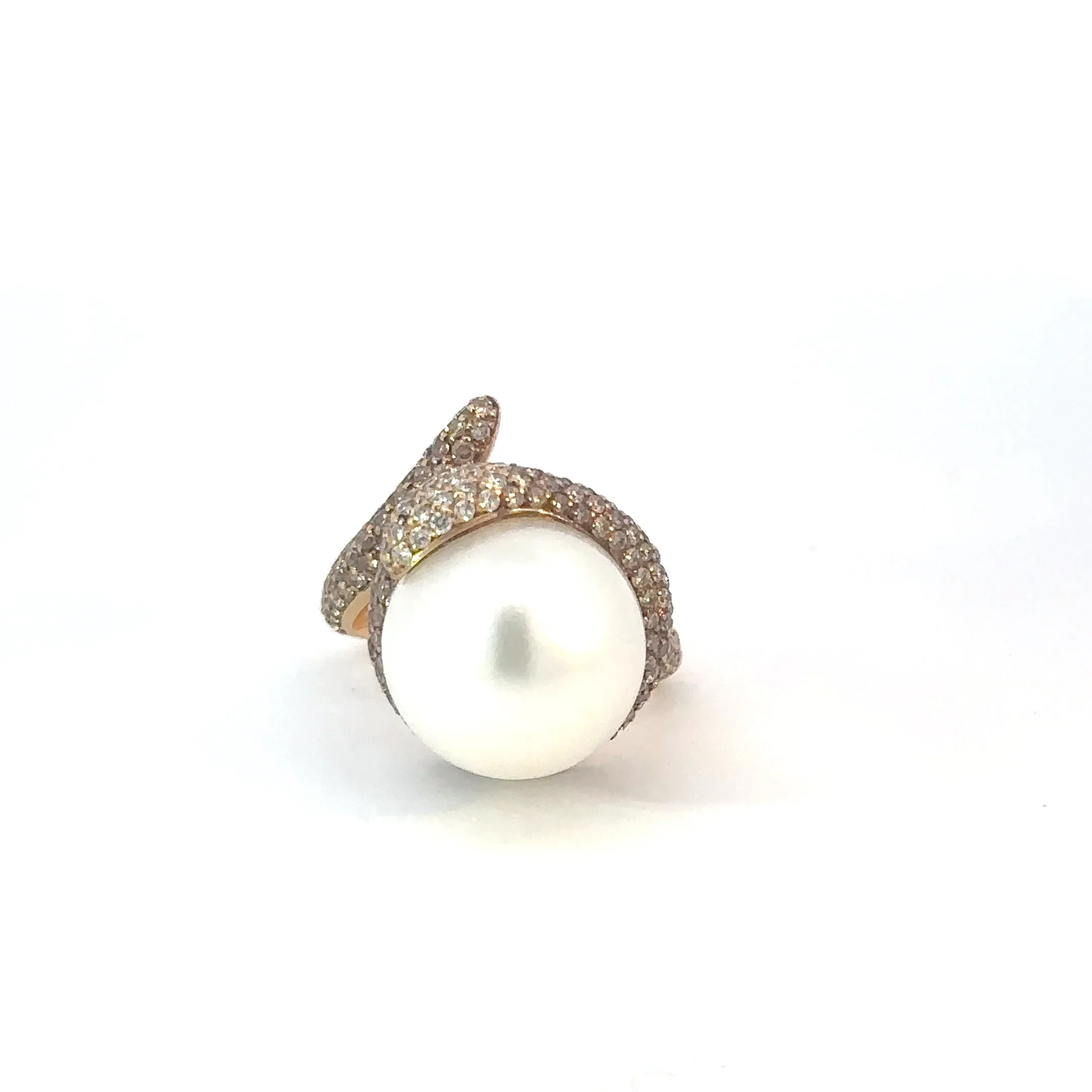 Classic Pearl 18K Yellow Gold Diamond Ring For Her