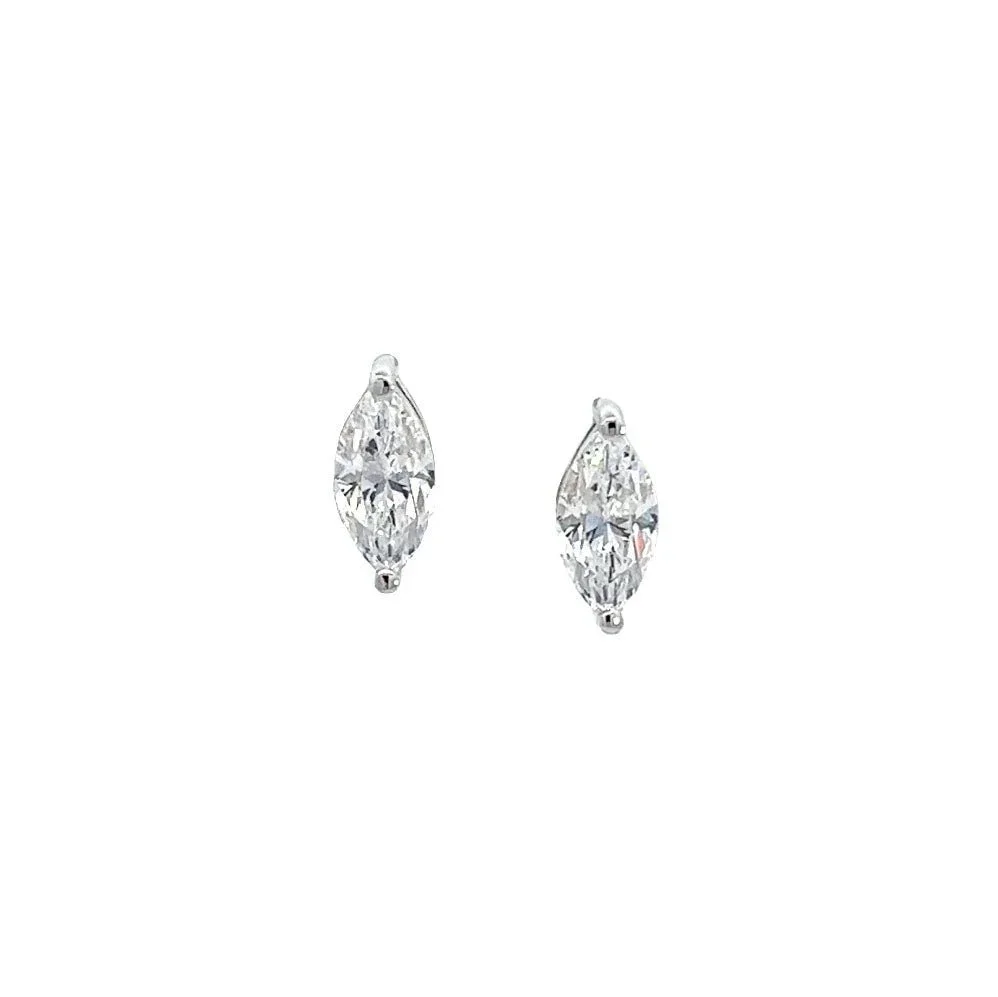 Classy Marquise Cut 8x4 mm Silver Stud Earrings