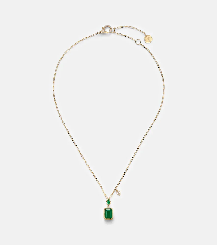 Collar con colgante de oro de 18 ct con esmeraldas y diamante