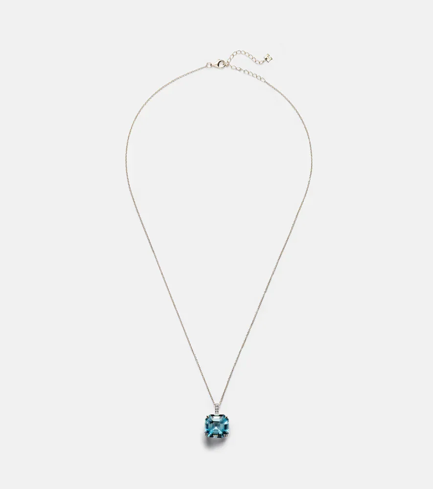 Collar de oro de 14 ct de topacio y diamantes