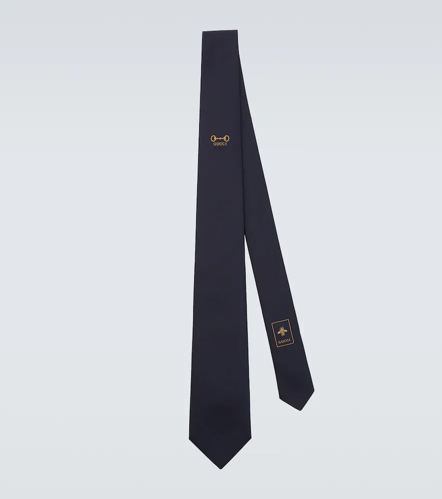 Corbata Horsebit de seda en jacquard