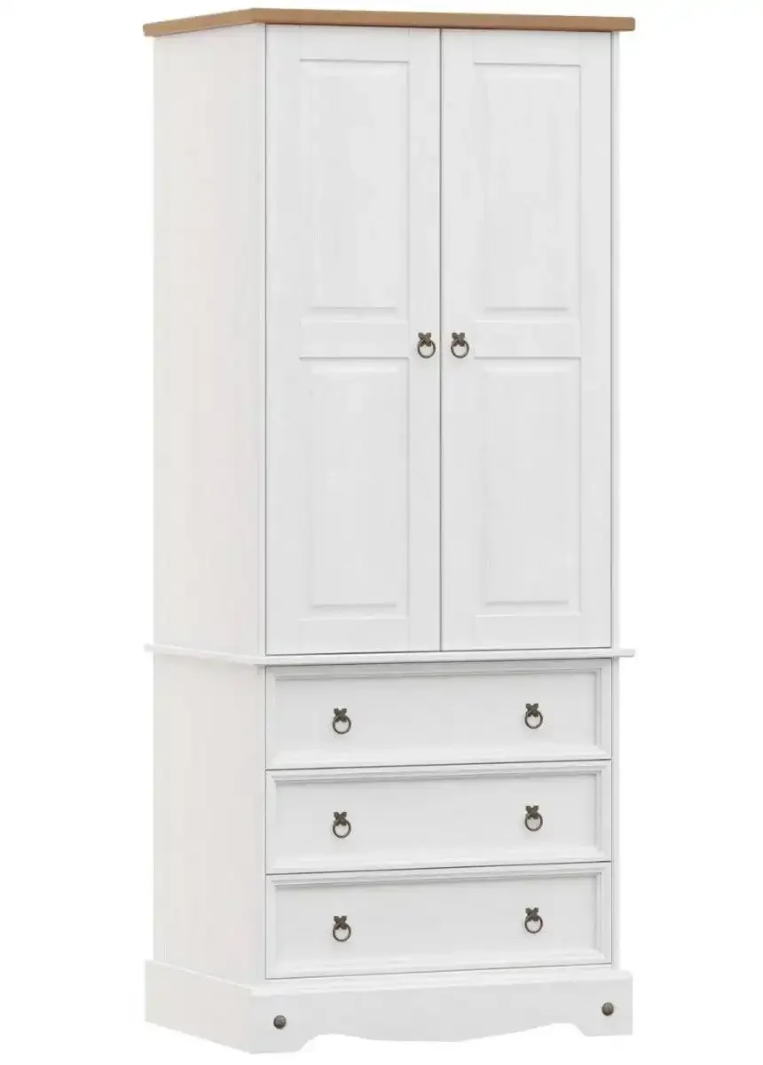Corona White 2 Door, 3 Drawer Wardrobe