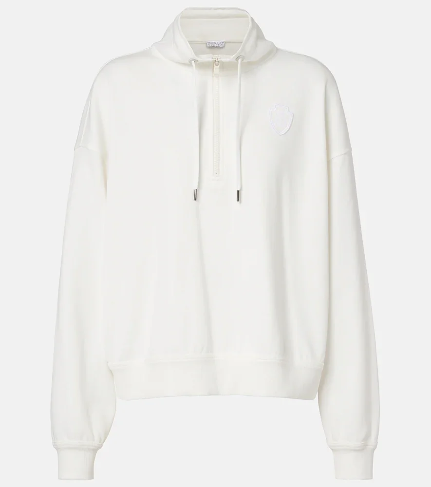Cotton-blend zip-up sweatshirt