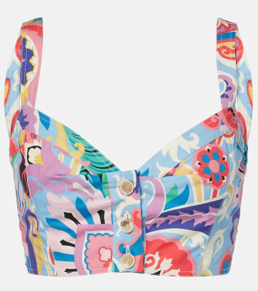 Crop top de algodón estampado
