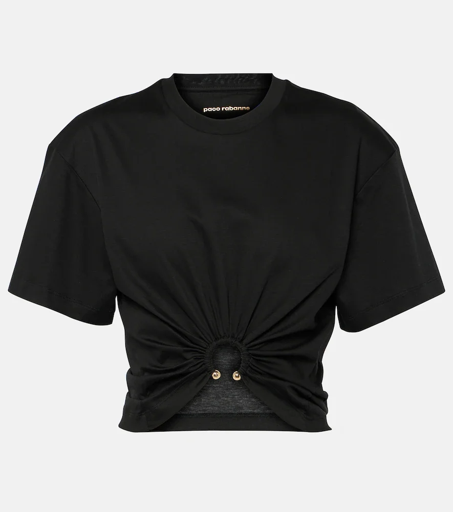 Crop top de algodón fruncido