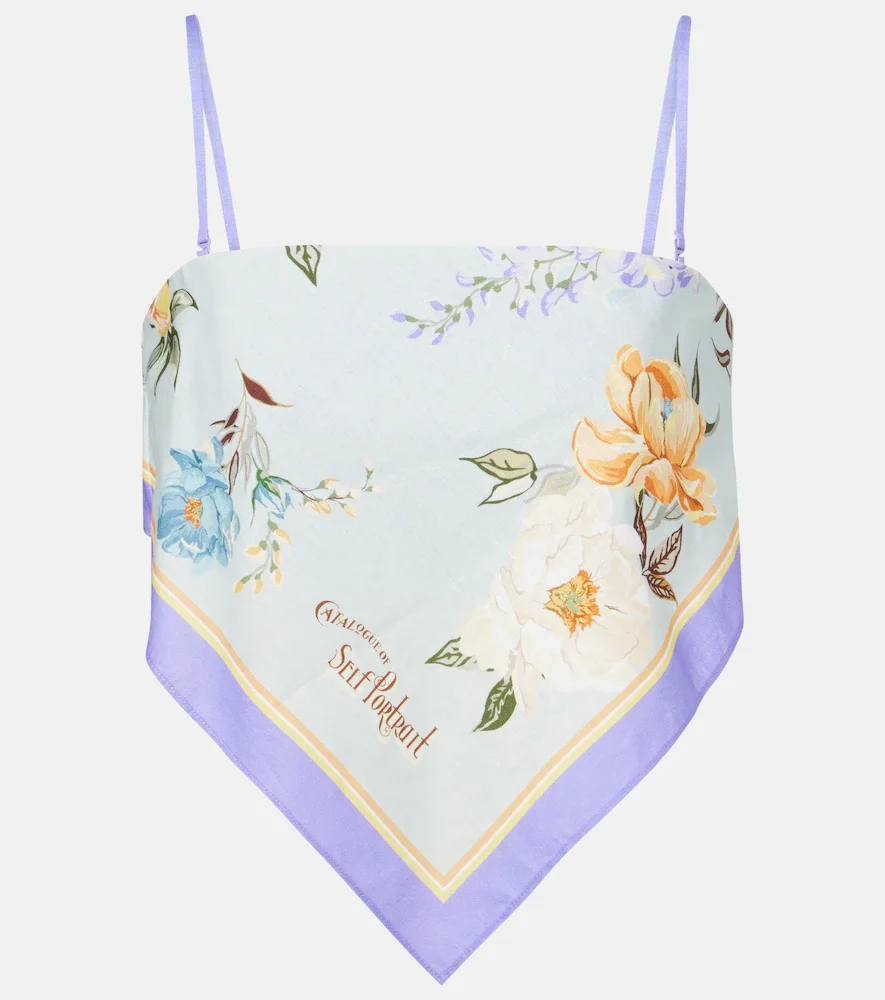 Crop top de lino y algodón floral