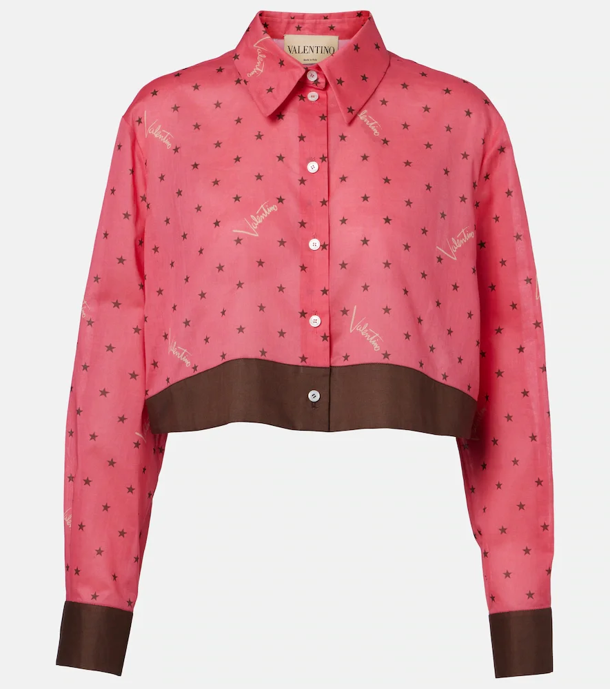 Cropped printed cotton shirt