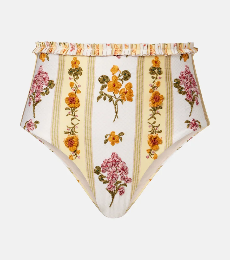 Culotte de bikini brodée à fleurs
