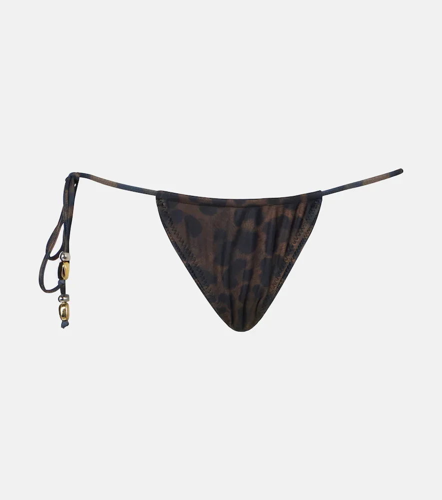Culotte de bikini imprimée à perles fantaisie