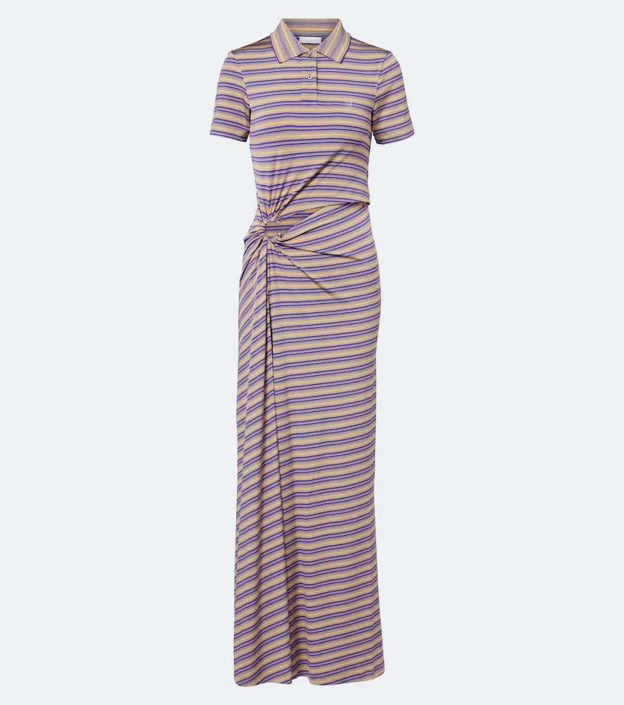 Cutout gathered striped crêpe maxi dress