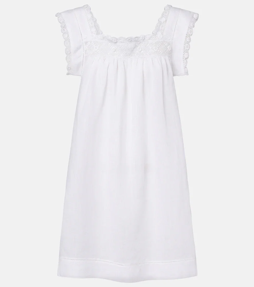 DÃen Almadia lace-trimmed ramie minidress