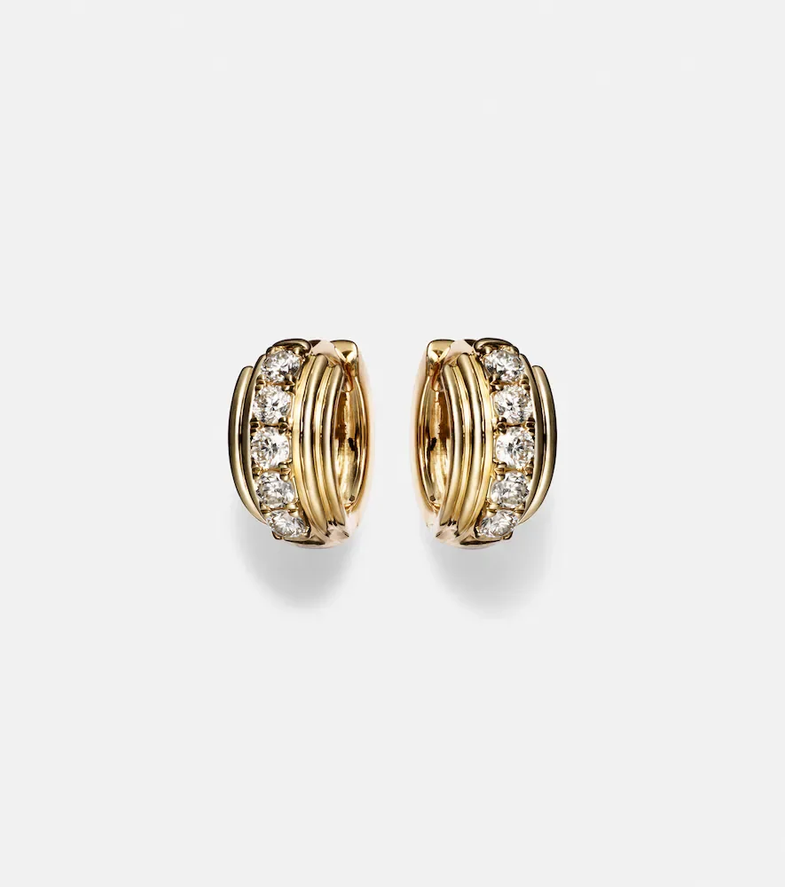 Dainty Boulevard 14kt gold huggie earrings with diamonds