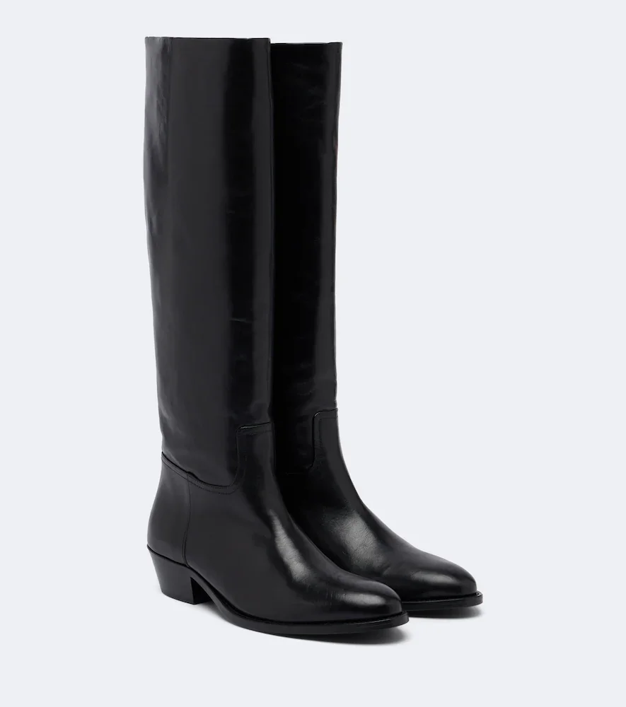 Den leather knee-high boots