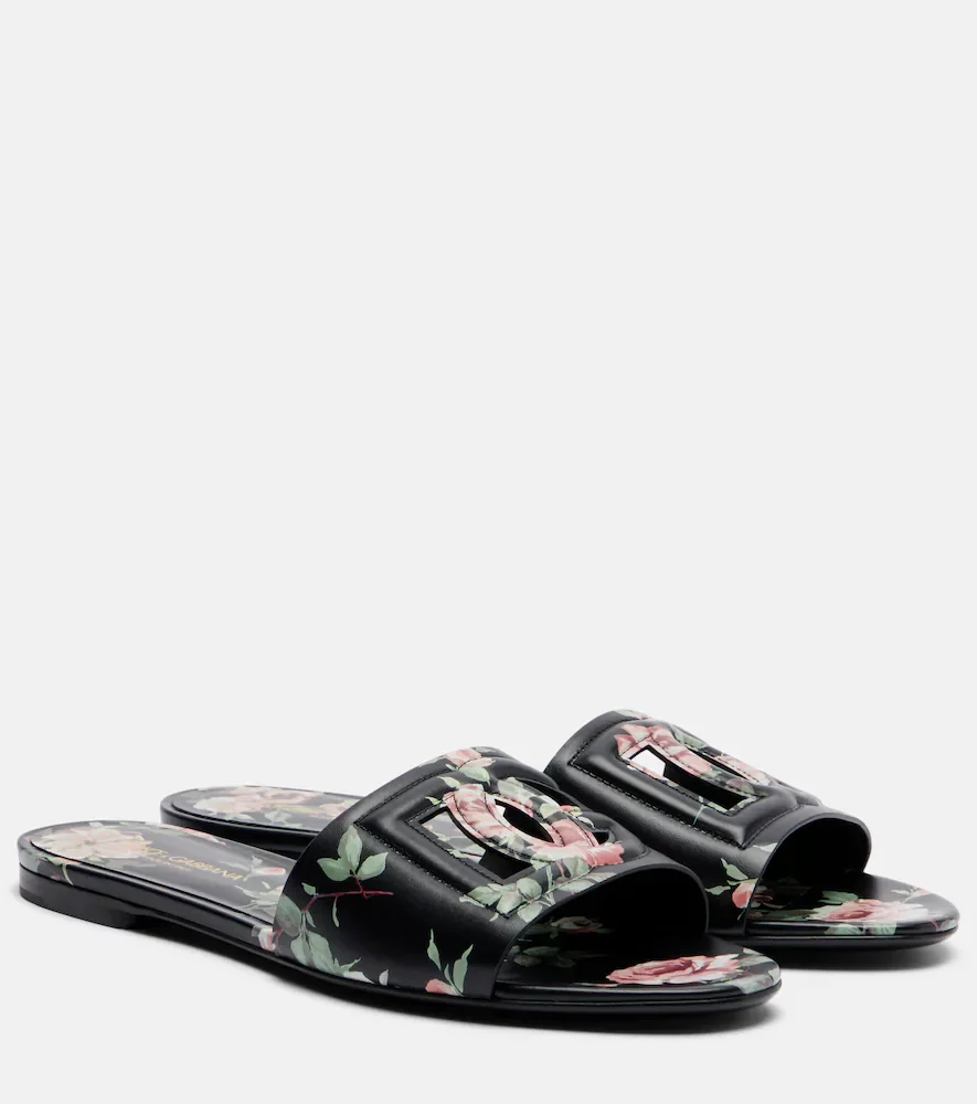 DG floral leather slides
