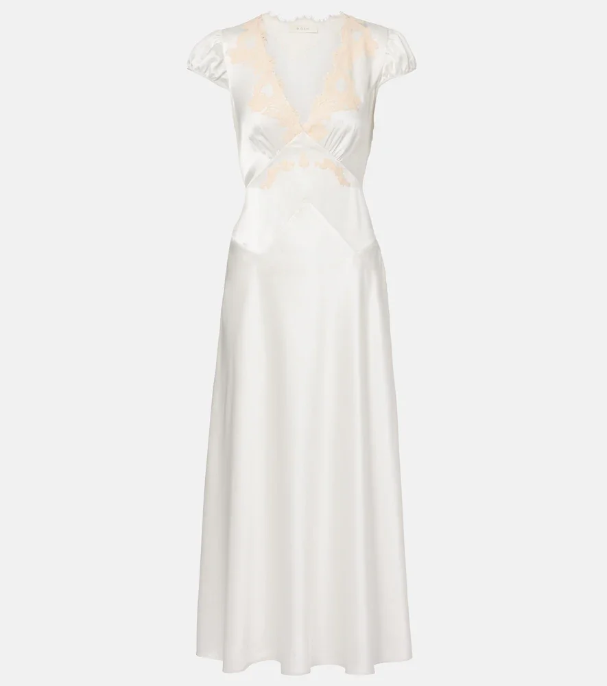 Dôen Coraline lace-trimmed silk midi dress