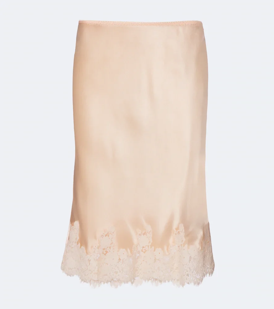 Dôen Elowette lace-trimmed silk satin slip skirt