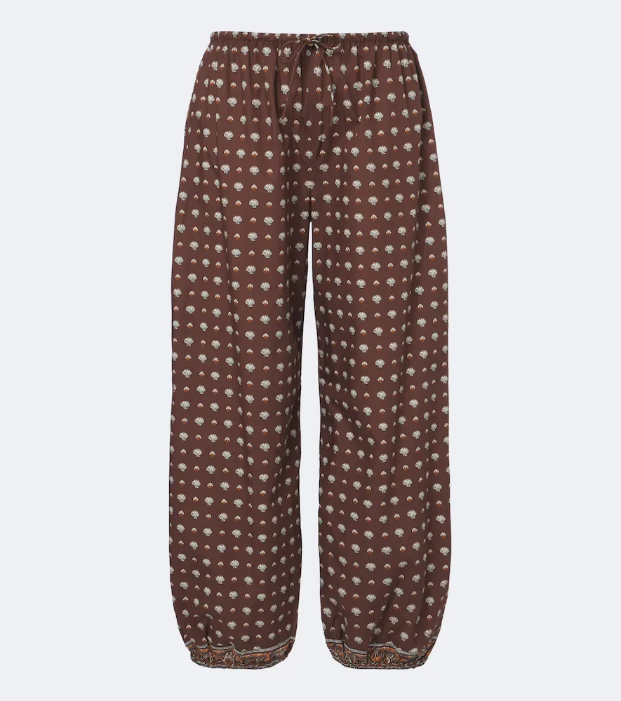 Dôen Pantalon fuselé Yarrow en coton à imprimé