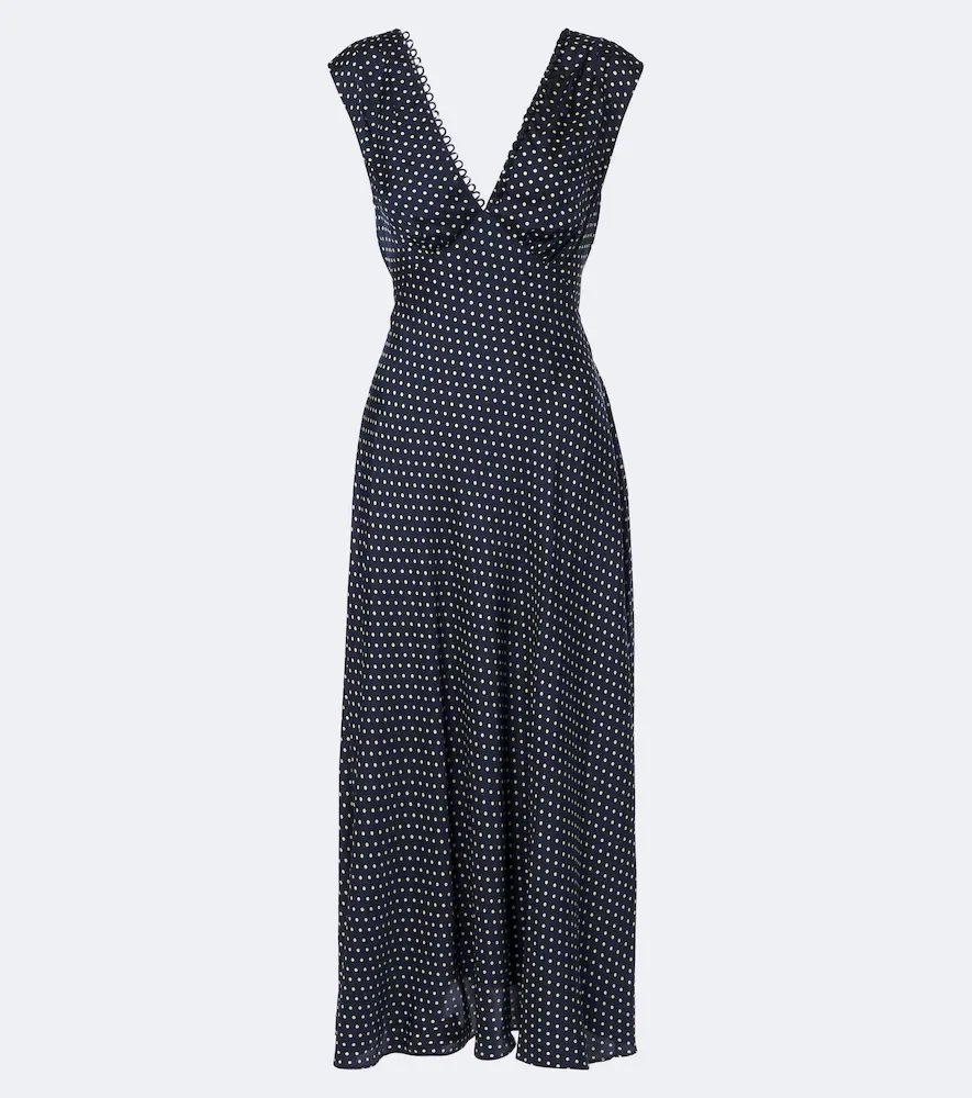 Dôen Tahlia polka dot silk-blend midi dress