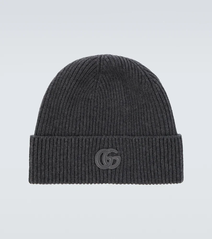 Double G ribbed-knit cashmere beanie